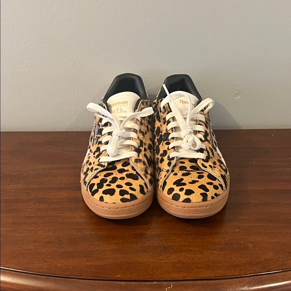 Reebok Leopard Print Tan Black Sneakers